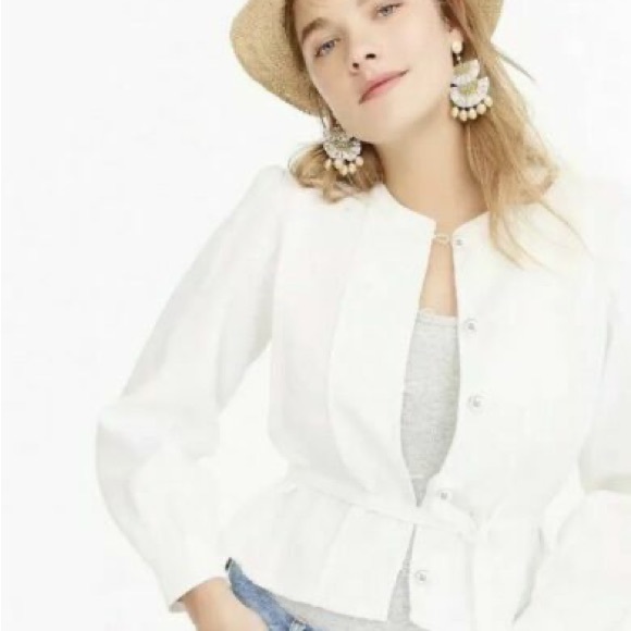 J Crew Linen Embroidery Jacket, Beige, Women’s Size Small - Picture 2 of 7